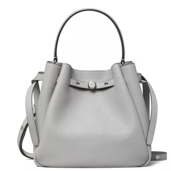 Tory Burch Gray Shoulder Bag with Textured Leather - Picture 1 of 5